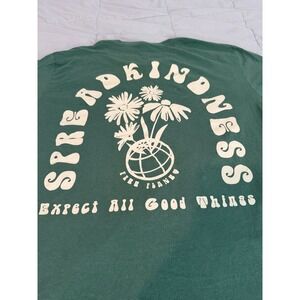 Free Planet Spread Kindness Graphic T-Shirt Green Organic Cotton Mens Large